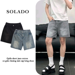 Quần Short Jean Nam SOLADO Chất Cotton Co Gian Thoáng Mát Cạp Lưng Chun Thoải Mái QSJ03