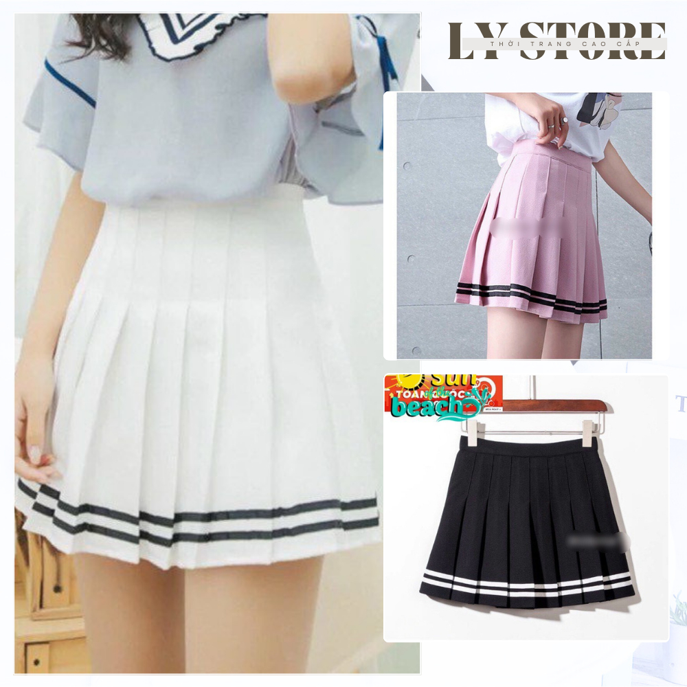 Chân Váy Xếp Ly Thủy Thủ Chất Tuyết Mưa May Kèm Quần,Chân Váy xếp Ly Kiểu-LY STORE