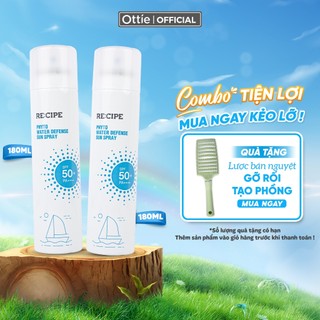 Combo 2 Xịt Chống Nắng Body Mặt RECIPE SPF50+ PA++++ Chống Nước Chống tia cực tím 180ml