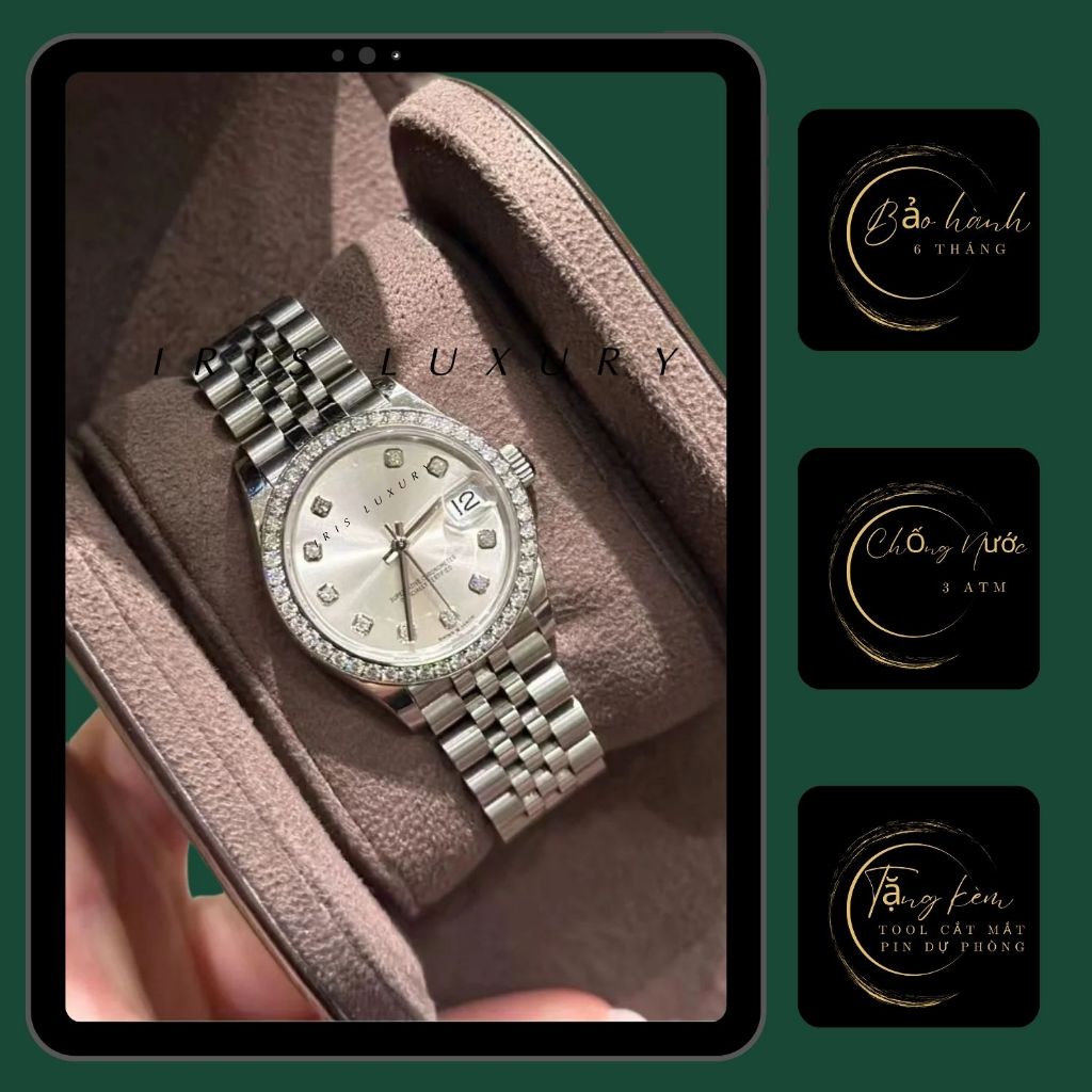 Đồng Hồ Cặp Nam Nữ R68, Đồng Hồ Chạy Pin Dây Thép Đúc Phong Cách Luxury 36mm & 31mm Chống Nước Bảo Hành 12 Tháng