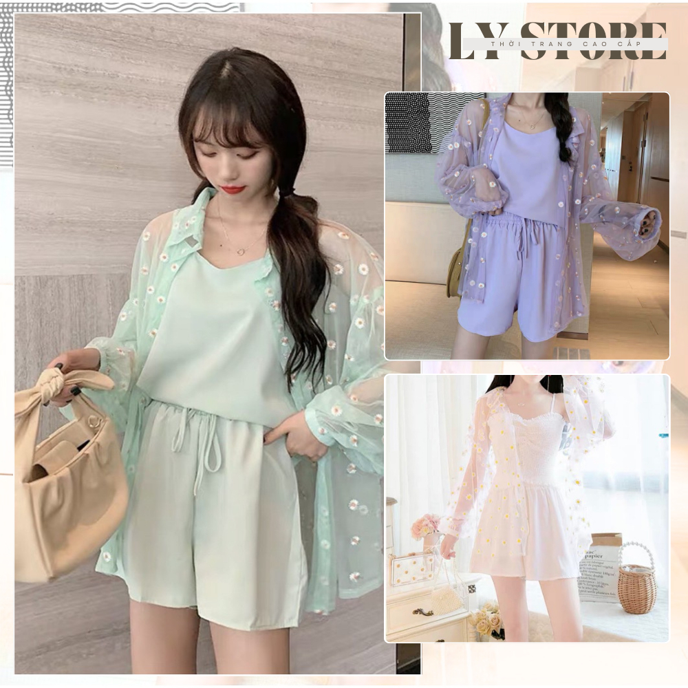 Sơ Mi Voan Hoa Cúc💥𝑭𝑹𝑬𝑬𝑺𝑯𝑰𝑷💥Áo Khoác Mỏng_LY STORE