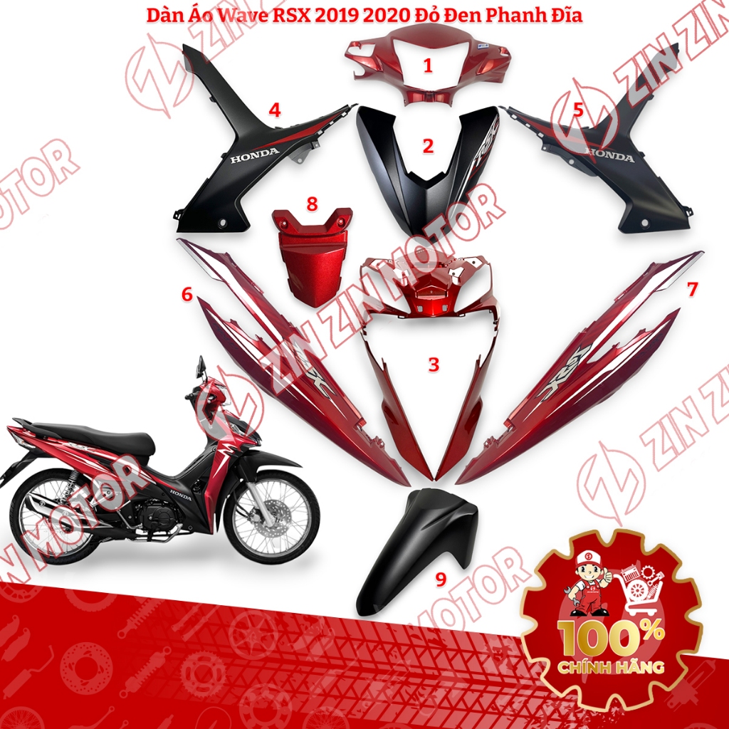 Dàn Áo Wave RSX 110 Fi 2019 2020 Đỏ Đen Bánh Căm Phanh Đĩa Chính Hãng - ZZM