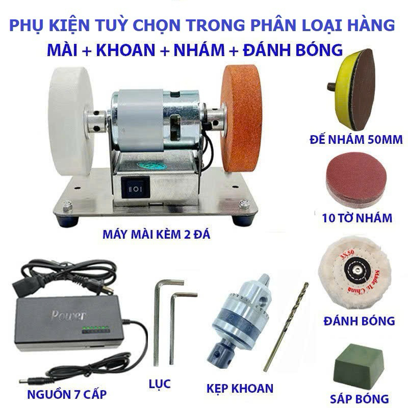  Máy mài 2 đá mini để bàn tiện dụng DIY 