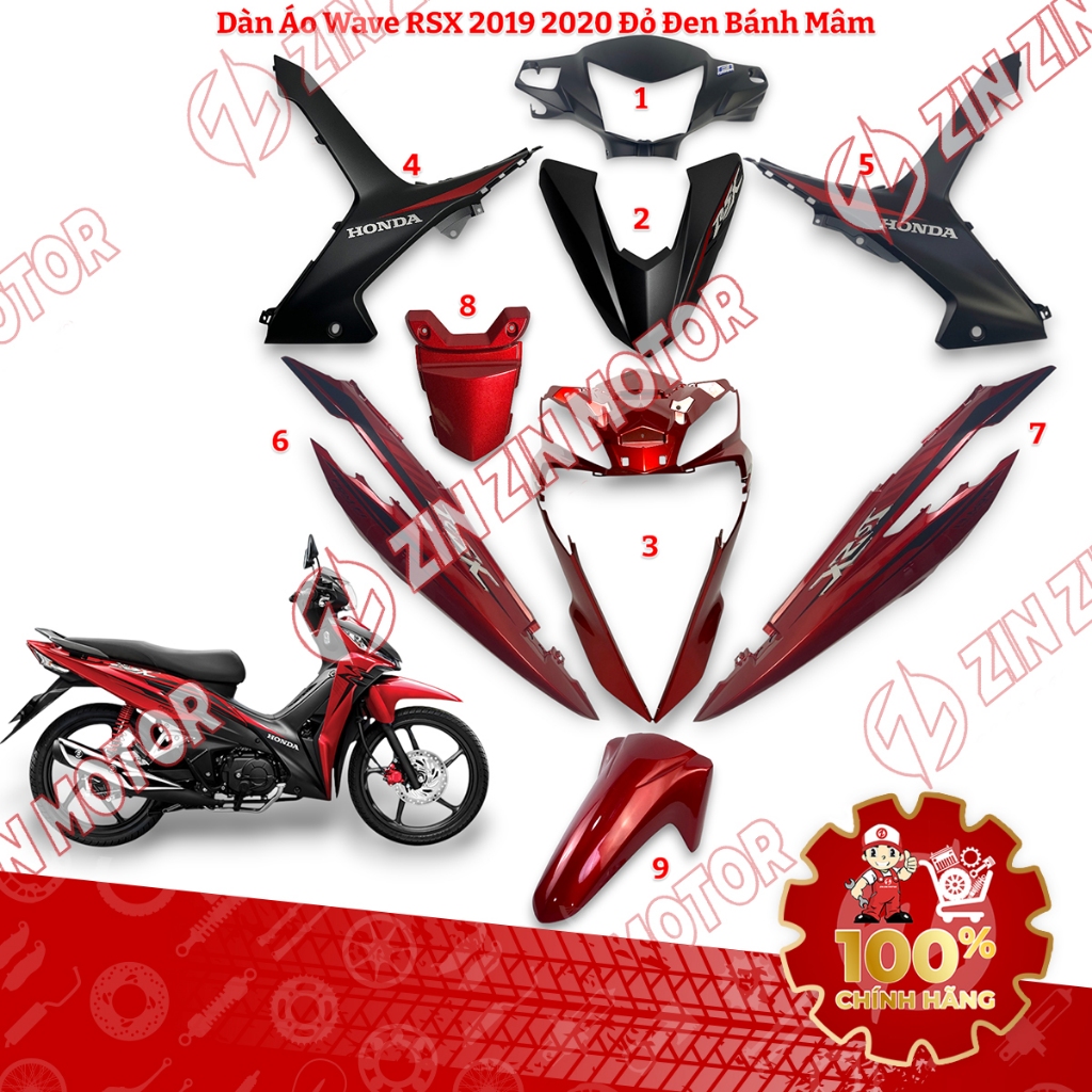 Dàn Áo Wave RSX 110 Fi 2019 2020 Đỏ Đen Bánh Mâm Phanh Đĩa Chính Hãng - ZZM