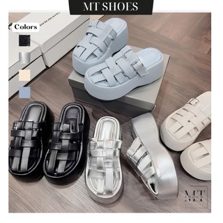 Dép Sục Nữ Đế Bánh Mì Cao 6 Phân Quai Đan Phối Khoá Vuông Thời Trang Hàng Chuẩn Đẹp MT Shoes DN059