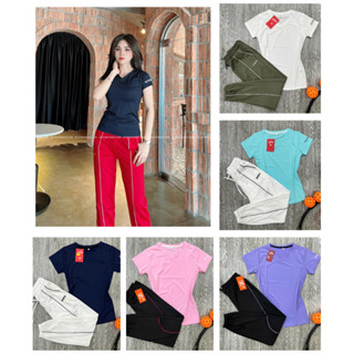 ( hàng mới về ) Sét Bộ Dài Nữ Tập Thể Thao ,Size Từ 40kg -80kg Chất Co Giãn 4 Chiều- SET áo cổ tim quần có bo