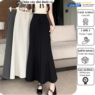 Chân váy đuôi cá dáng dài cạp cao, vải tuyết mưa dày ko nhăn xù, phom ôm xòe nhẹ phong cách Hàn Quốc