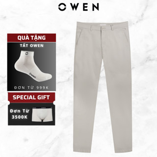  Quần kaki nam OWEN QKR251264 dáng Regularfit màu be nhạt khaki chất liệu Spandex cao cấp mềm mại 