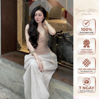 Set áo 2 dây ren mix quần đũi suông dáng dài tôn dáng hot hit, siêu sang chảnh_Vyan Store