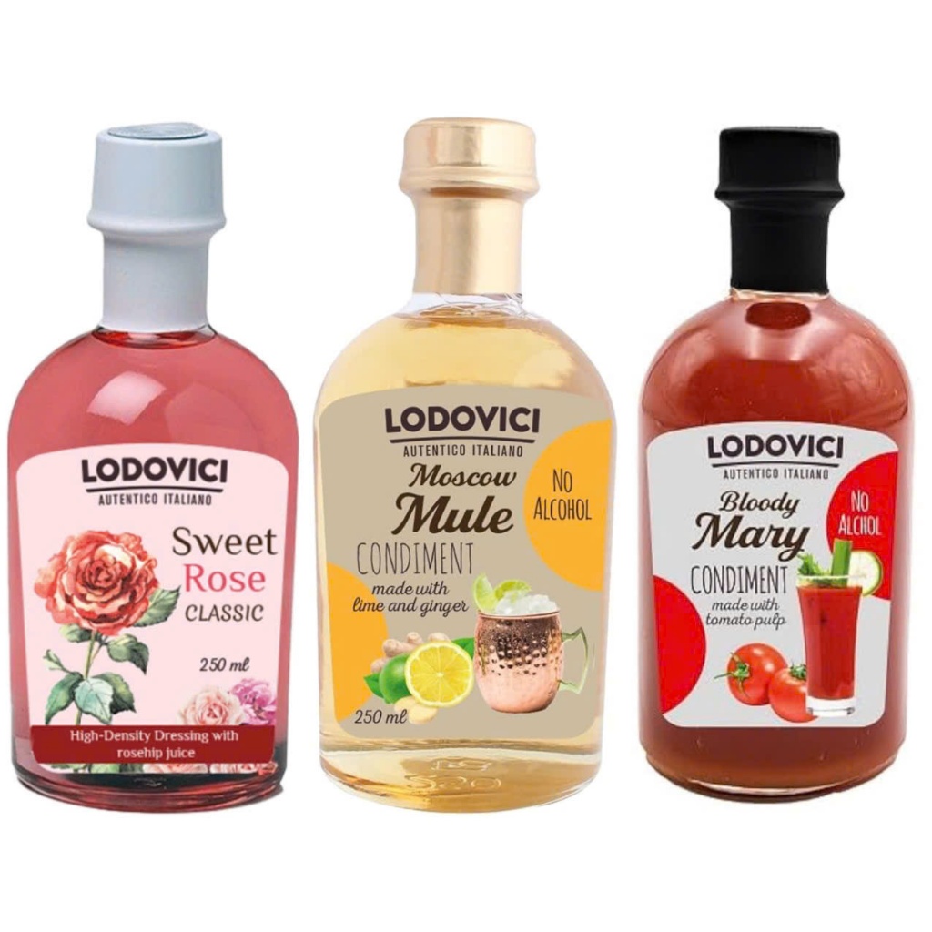 Giấm Sweet Rose,Moscow Mule,Bloody Mary Vinegar Condiment- Lodovici 250ml