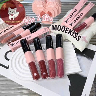   MOOEKISS  Son Mooekiss 2 Đầu Tint Bóng Vỏ Hồng Son Không Dính Cốc Tráng Gương Đa Năng 3ml+3ml 