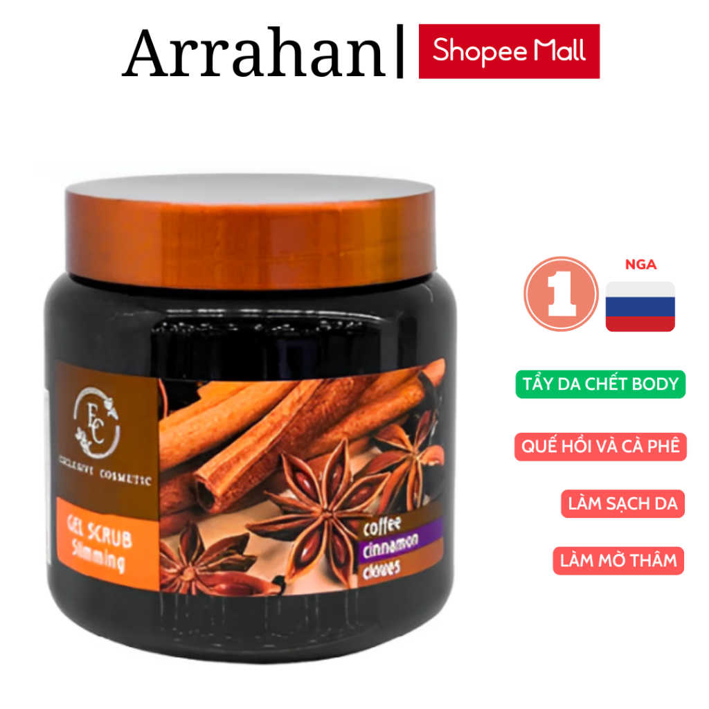  Tẩy Tế Bào Chết Toàn Thân Exclusive Belarus Chiết Xuất Quế Hồi & Cafe Nga 500g 