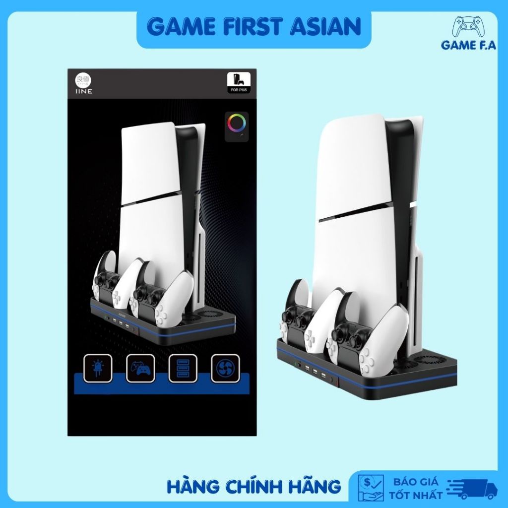 Đế tản nhiệt Ps5 slim kết hợp sạc tay cầm Ps5 chính hãng IINE - BH 12 tháng