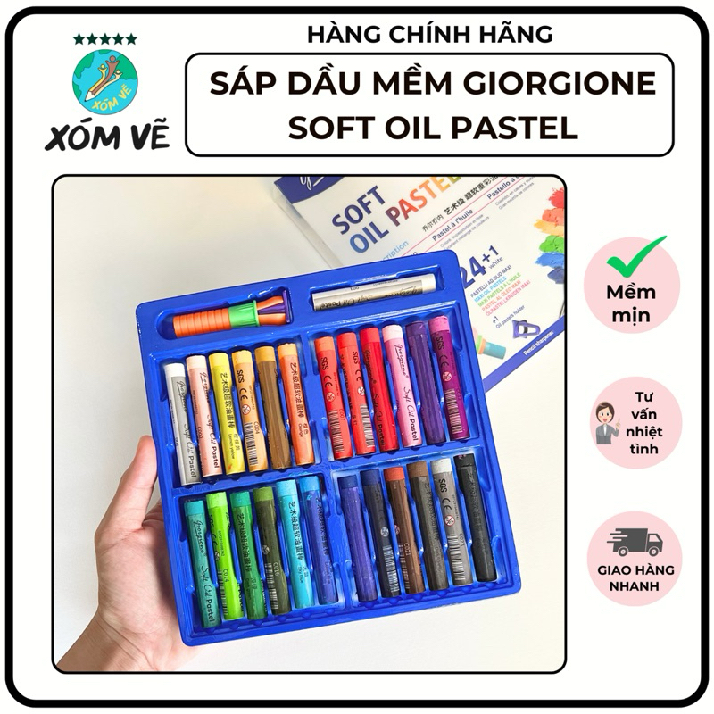 [XÓM VẼ] Sáp dầu mềm Giorgione Soft Oil Pastel, Bộ 12/24/36/48 màu TẶNG kèm thỏi trắng và đồ gọt.