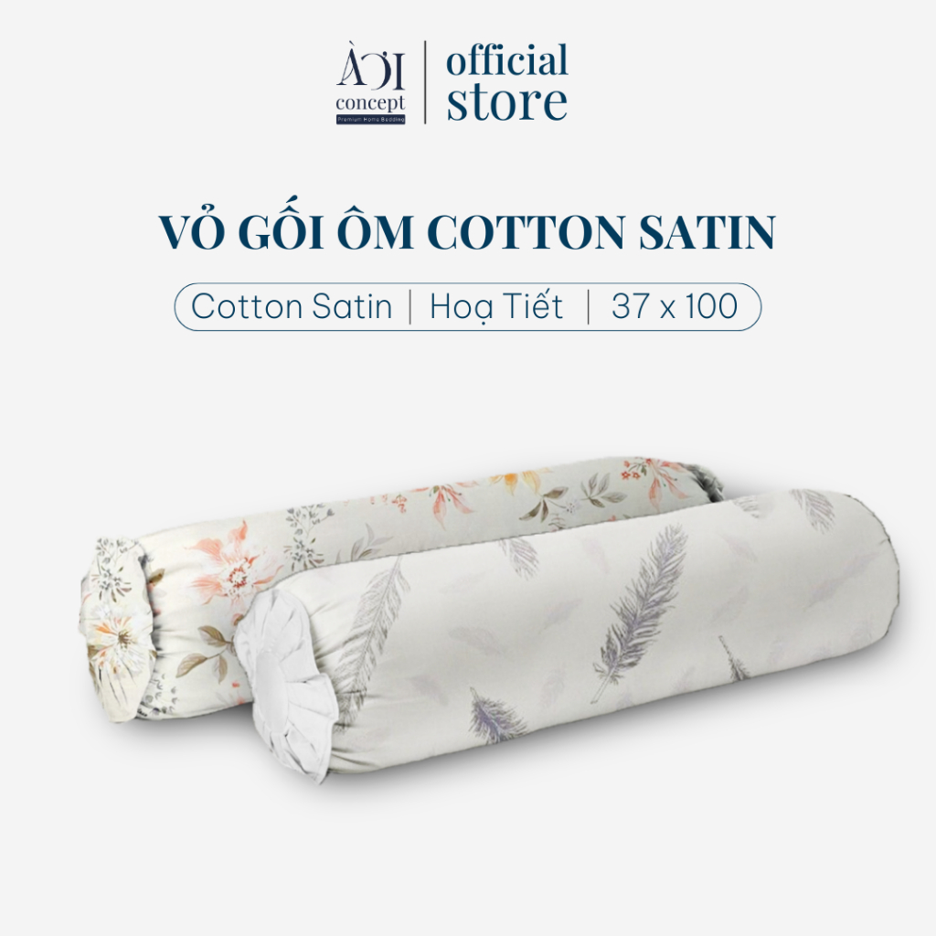 Vỏ Gối Ôm Cotton Satin Hàn Quốc AOICONCEPT Size 37x100cm Cao Cấp Nhiều Hoạ Tiết  Dây kéo khoá