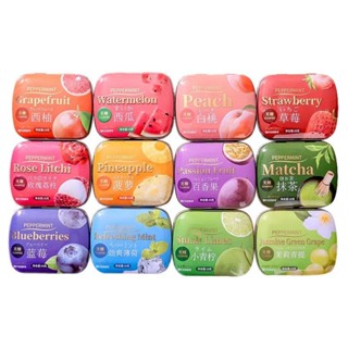 Combo 12 hộp thiếc 16g, Kẹo Ngậm Bạc Hà Không Đường Hương Trái Cây thơm miệng mát lạnh Keliguo/PEPPERMINT.
