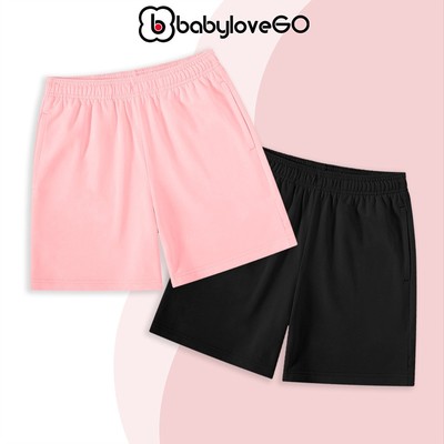 Combo 2 quần đùi bé gái BabyloveGO, set quần short cho bé có túi chất thun cotton mềm nhẹ thoáng mát QT012