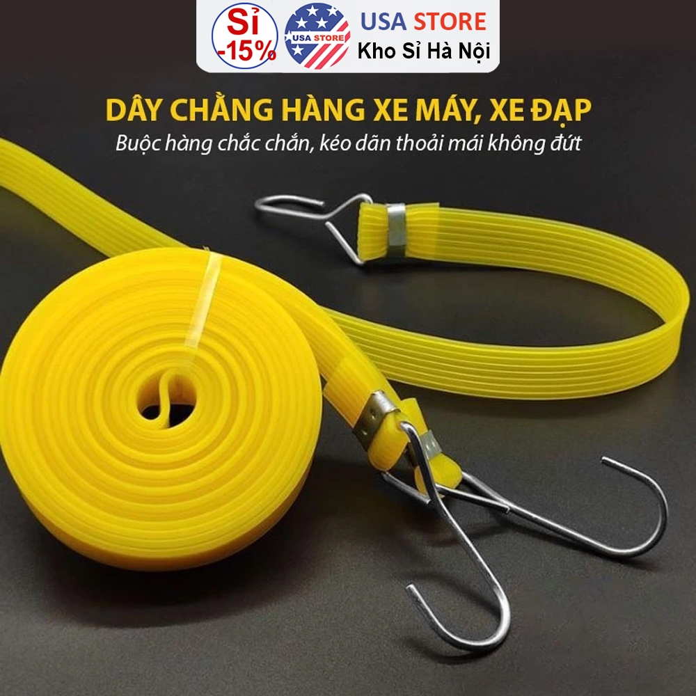 Dây Chằng Buộc Hàng Xe Đạp, Xe Máy Siêu Dai Có Móc Kim Loại 2 Đầu Siêu Chắc Chắn