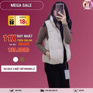[VOUCHER 20K] Áo Phao Gile Nữ 2 Măt Mania.Clother ,Áo khoác phao gile chất nhung lì dáng ngắn croptop chần bông giữ tốt