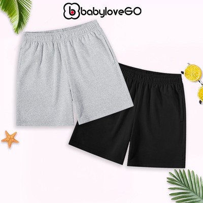 Combo 2 quần đùi bé trai BabyloveGO,quần short thun cho bé có túi chất cotton mềm nhẹ thoáng mát QT012