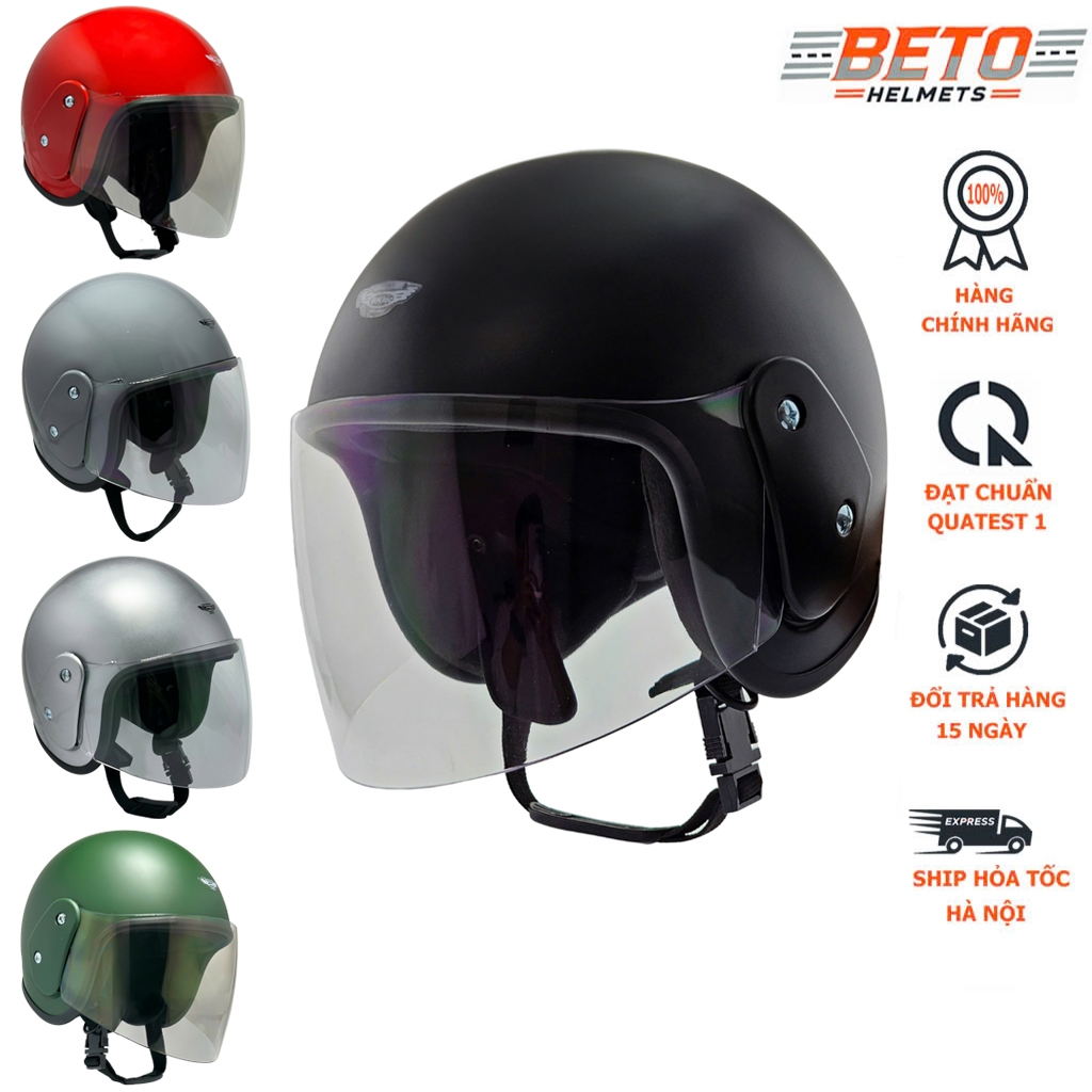 Mũ bảo hiểm 3/4 đầu BKtec BK19 chính hãng có kính – Thiết kế bền đẹp, an toàn, freesize cho nam nữ, 