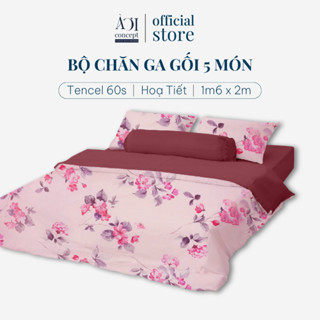 Bộ Chăn Ga Gối 5 Món Lụa Tencel 60s Size 1m6x2m Nhiều Hoa Văn AOICONCEPT cao cấp Mềm Mịn Mát Bedding