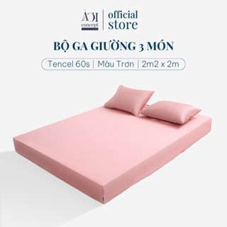  Combo 3 Món Lụa Tencel Ga Giường 2m2x2m và 2 vỏ gối nằm AOICONCEPT cao cấp Hàn Quốc nhiều màu 