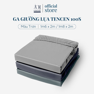 Ga Giường lụa Tencel 100s 1m6x2m và 1m8x2m màu trơn bo chun Cao Cấp AOICONCEPT không xù lông trơn mượt thoáng mát