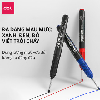(Hộp 4c) Bút đánh dấu Deli ngòi dài 2cm Kháng Nước làm Mộc, Kim Khí, Xây Dựng SK212 vpp Diệp Lạc