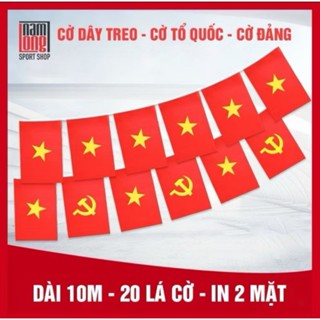 Cờ dây dài 10m hình cờ Tổ Quốc và cờ Đảng/cờ nheo tam giác dày dặn treo trang trí