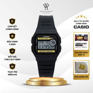 Đồng Hồ Điện Tử Unisex Casio F-94WA Mặt Kính Nhựa Vuông 33.2mm Chống Nước Dây Nhựa Chính Hãng