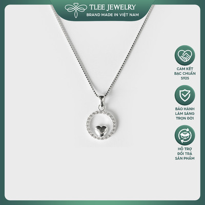 Dây chuyền bạc nữ TLEE vòng tròn nạm đá đính trái tim sang trọng TLEE JEWELRY D0154