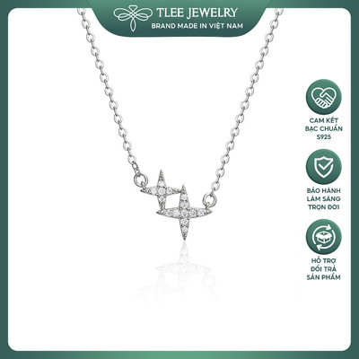 Dây chuyền bạc nữ TLEE mẫu sao đôi lấp lánh TLEE JEWELRY D0213