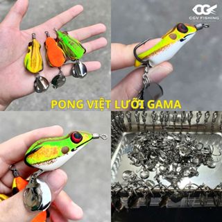 Nhái hơi PONG VIỆT CGVFISHING, action NỔI 9.5G - 5CM bản lưỡi GAMA và  lữoi SNS THÁI LAN câu lóc, sộp, nheo, chuối hoa
