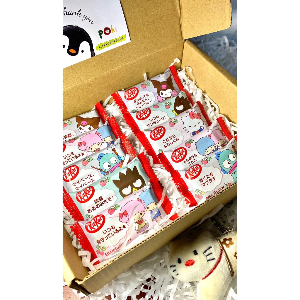 [BOX QUÀ] Kitkat Sanrio Box Nội Địa Nhật, Hình Hello Kitty, Kuromi Set Quà Tặng Độc Đáo, Vị Dâu Sữa