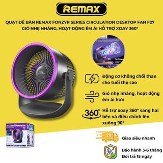 Quạt để bàn REMAX Fonzyr Series Circulation Desktop Fan F27 gió nhẹ nhàng, hoạt động êm ái hỗ trợ xoay 360°