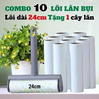 Cây lăn bụi COMBO 10 lõi keo dài 10cm và 16 cm TẶNG 1 cây lăn (màu ngẫu nhiên) phủi bụi quần áo ghế sofa chăn mền giường
