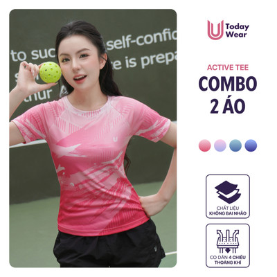 Combo 2 áo thun thể thao nữ chạy bộ Active Tee thấm hút chơi cầu lông bóng bàn tập gym Today U Wear