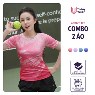Combo 2 áo thun thể thao nữ chạy bộ Active Tee thấm hút chơi cầu lông bóng bàn tập gym Today U Wear
