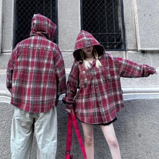 Áo khoác chống nắng nam nữ Flannel Form rộng vải dạ cotton kẻ caro dày dặn