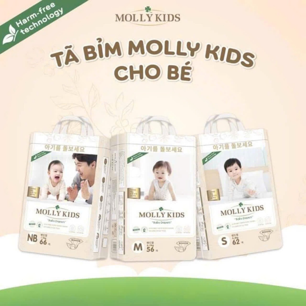 Bỉm MOLLY KIDS Cho Bé, Bỉm Dán/Quần Thấm Hút Tốt, Chống Hăm, Chống Tràn Full Size