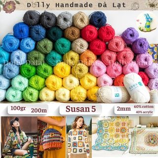 Len Susan’s Family 5, 100gr, sợi 2mm  - Tiệm Len Dolly Đà Lạt (len susan 5, len móc thú, áo, búp bê, len mềm, kim móc,..