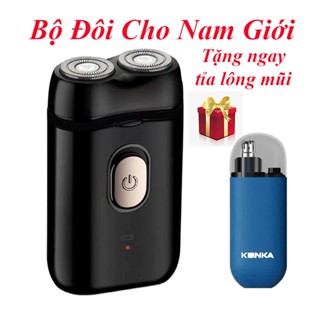 Máy Cạo Râu Mini Ridian -  2 Lưỡi Kép Cạo Nổi Tặng Kèm Máy Tỉa Lông Mũi Cao Cấp Konka