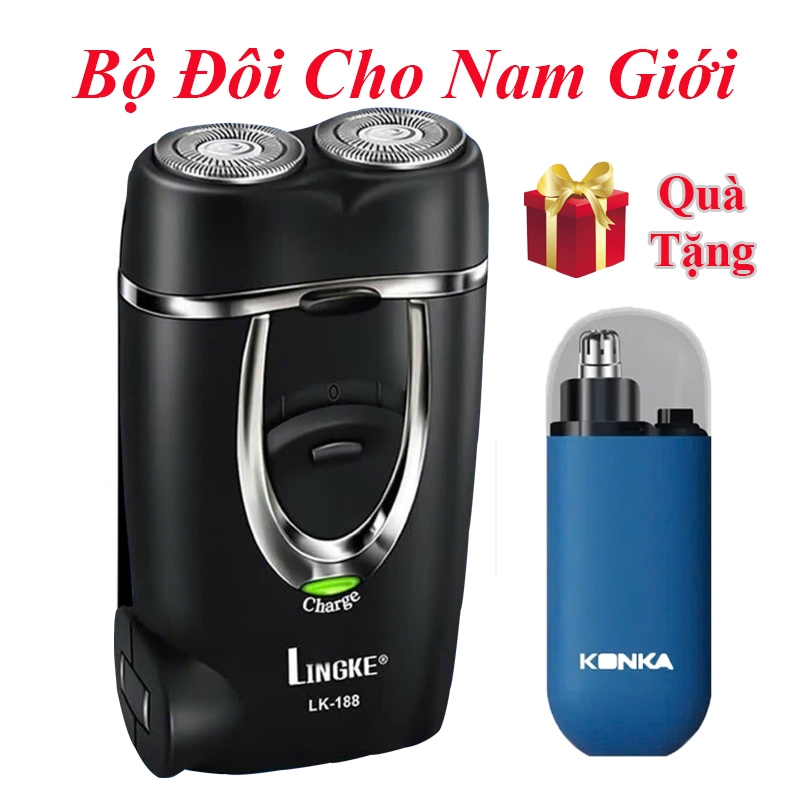 [Tặng Máy Tỉa Lông Mũi KonKa] Máy Cạo Râu Cao Cấp LK188- Siêu Mạnh Mẽ - Chống Thấm Nước, Lưỡi Dao Tự Mài