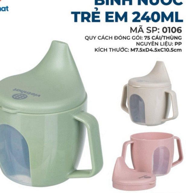 Bình nước trẻ em chống sặc cho bé, bình tập uống nước cho bé ăn dặm 0106 GD3