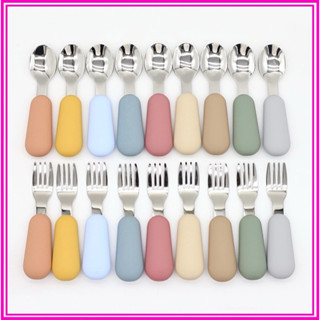  Thìa dĩa ăn dặm cho bé chất liệu inox cán cầm silicon không chứa BPA an toàn 