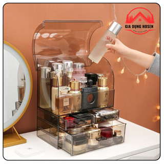  Tủ Mỹ Phẩm Meka Trong Suốt Cỡ To Việt Nhật Có Nắp Chống Bụi Kệ Đựng Mỹ Phẩm 25x17x31cm Gọn Gàng Tiện Lợi 