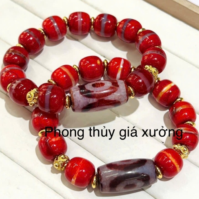 Vòng tay dzi đỏ mix lu sdep