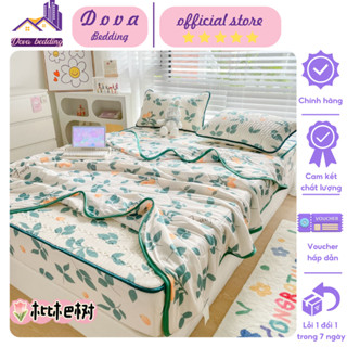 Bộ chiếu điều hoà cùng chăn thun lạnh chất siêu mềm mượt mát lạnh cao cấp, Bộ 4 món chiếu cao su bọc đệm sử dụng 4 mùa