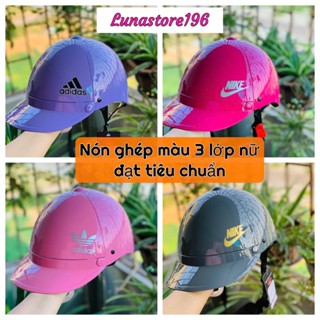 [ HÀng Mới Về ] Mũ Nón  Bảo hiểm Pha màu nửa đầu 3 lớp có lót xốp dày dặn an toàn có khoét lỗ buộc tóc